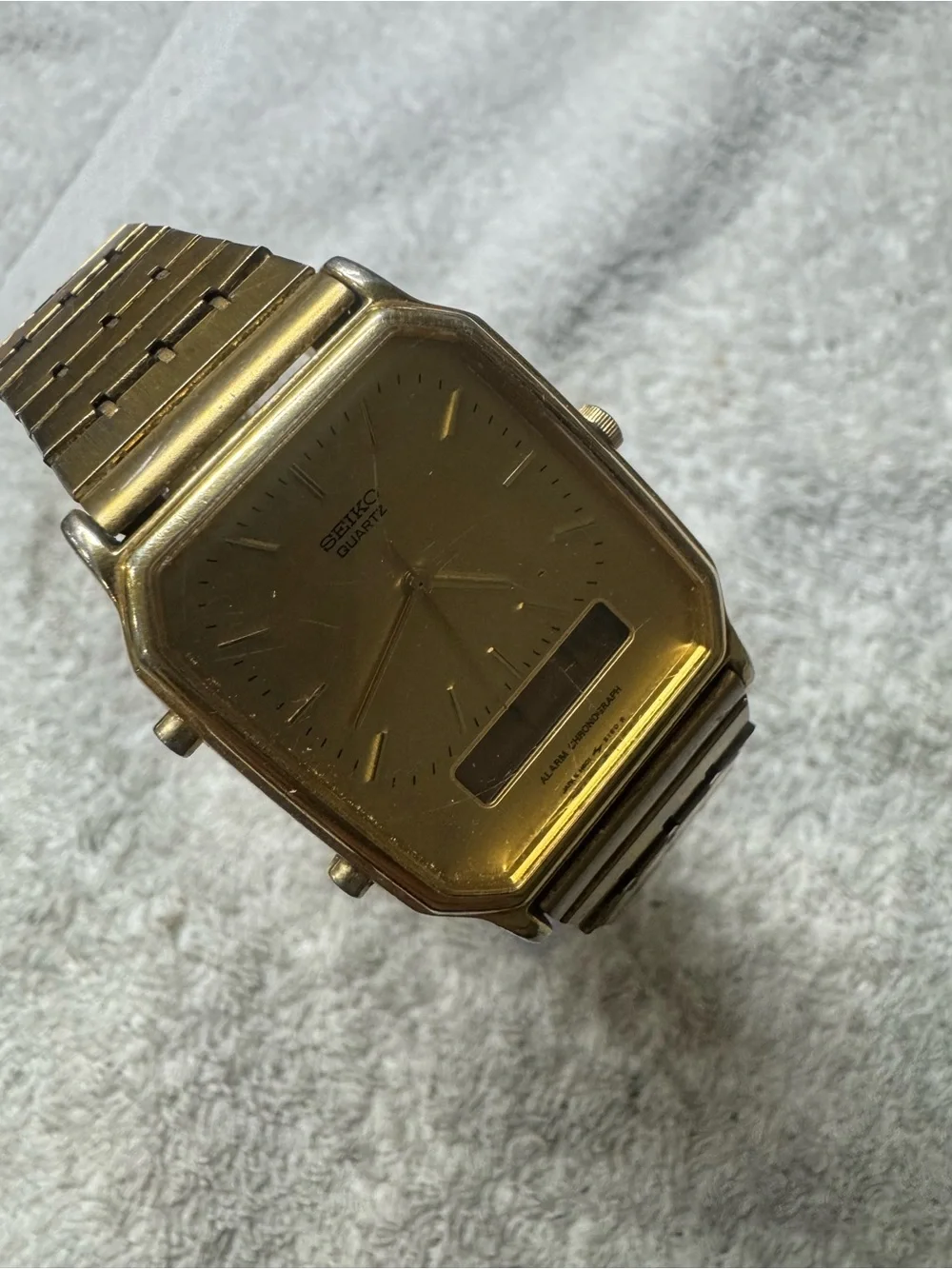 Seiko Gold Tone Analog-Digital Watch